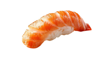 Salmon nigiri showing fresh fish on transparent background
