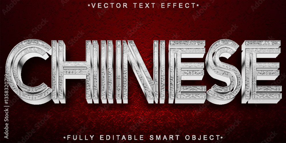 Poster red chinese vector fully editable smart object text effect