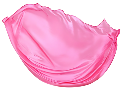 Isolated Pink Fabric Flowing Material Wavy Satin Textile Design Element