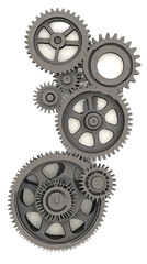 Illustration of Vintage Mechanical Gears Cogwheel Design in Transparent Backdrop
