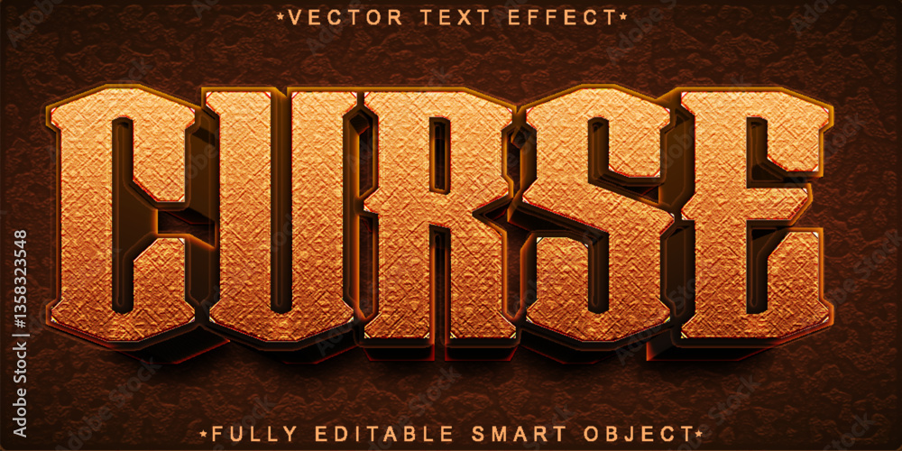Poster horror evil curse vector fully editable smart object text effect