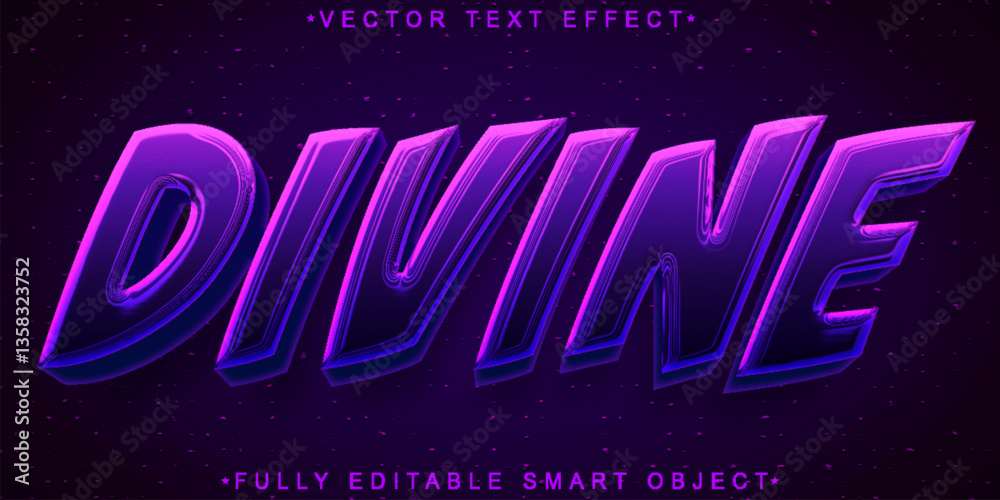 Poster purple divine vector fully editable smart object text effect