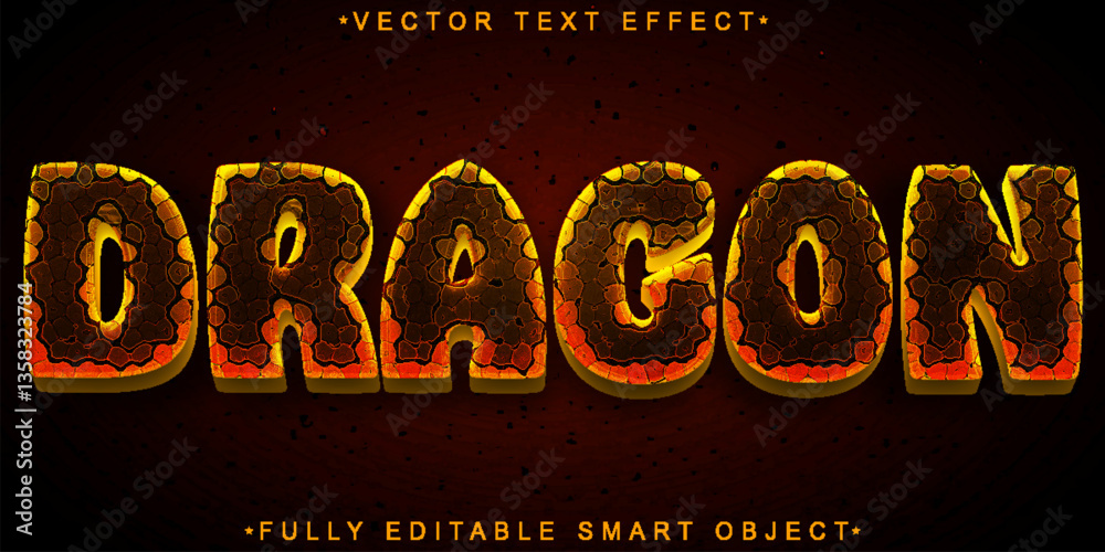 Poster dragon vector fully editable smart object text effect