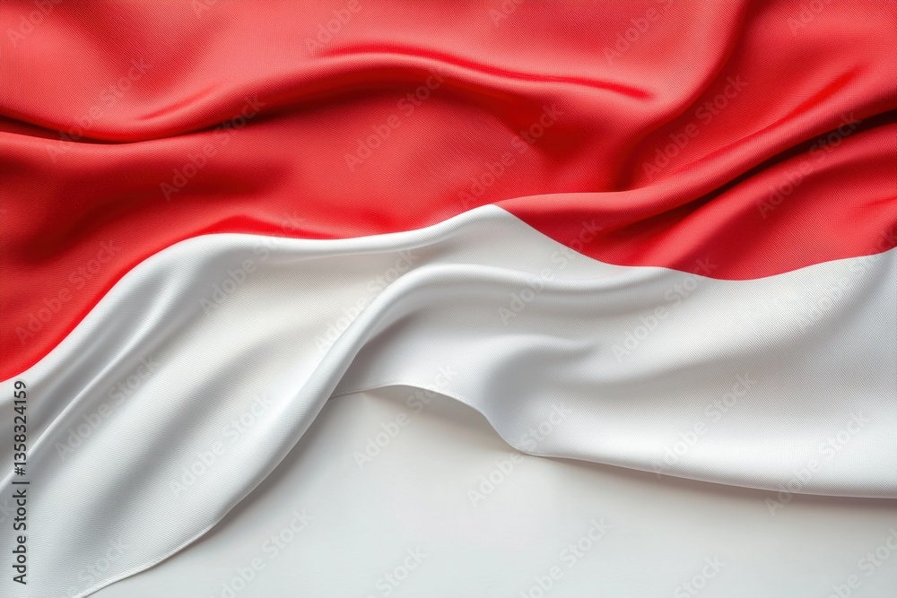 Aufkleber national flag of indonesia gracefully waving in the wind against a minimalistic background with soft