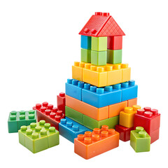 Obraz premium Colorful Building Blocks Toys on transparent background