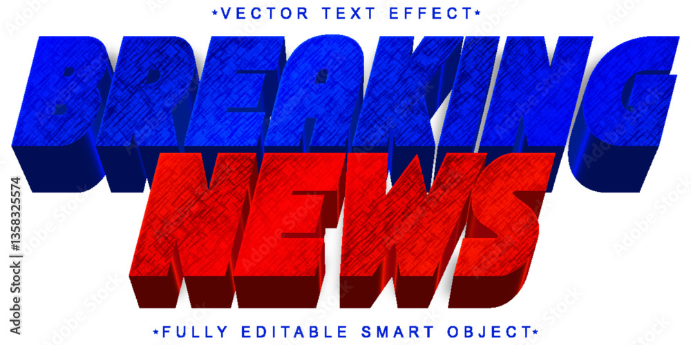 Poster breaking news vector fully editable smart object text effect