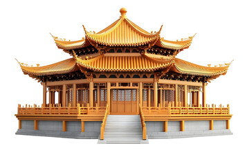 Fototapeta premium Isolated Transparent Background of a Pagoda Asian Wooden Architecture