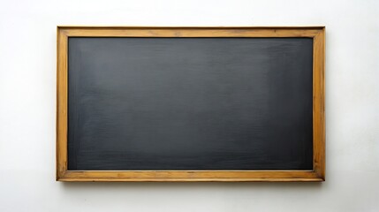 Blank canvas in a wooden frame displayed on a white wall ready for artistic or business projects