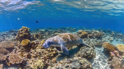 Calm Underwater Scene with Coral and Light