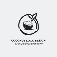 coconut illustration for logo company black and white vector image