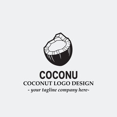 coconut illustration for logo company black and white vector image