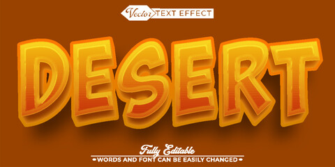 Cartoon Orange Desert Vector Editable Text Effect Template