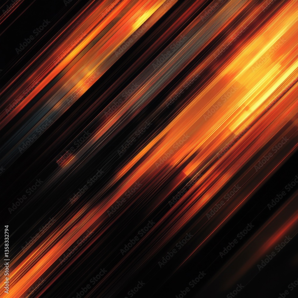 Leinwandbilder fiery abstract: dynamic composition of diagonal orange and black lines creates a sense of motion and