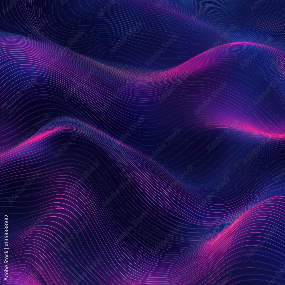 Aufkleber futuristic wave pattern featuring smooth curves, neon gradients and digital motion blur for modern d