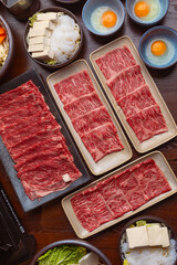 table setting at a japanese hotpot restaurant 