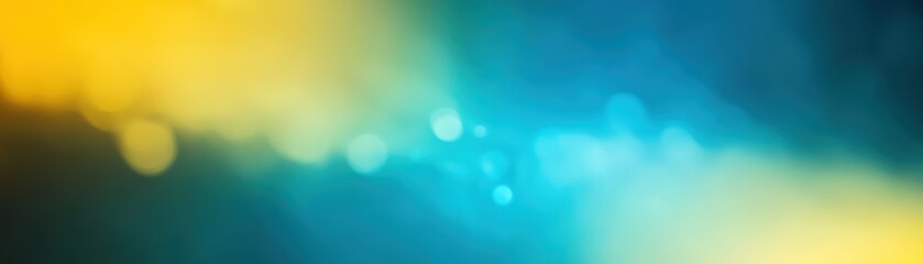 Abstract Blurred Background Teal Yellow Gradient Bokeh Lights