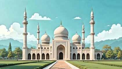 Mosque illustration. Islamic arabian