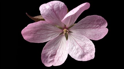 Obraz premium Pale Pink Flower Blossom Close-up on Black Background