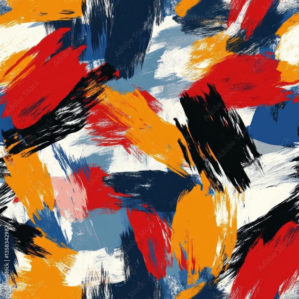 Poster Expressive artistic pattern featuring bold brush strokes and a dynamic color palette suitable for diverse design applications Generative AI