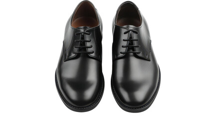 Pair of black leather formal shoes isolated on transparent background