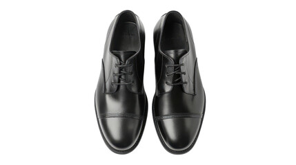 Pair of black leather formal shoes isolated on transparent background