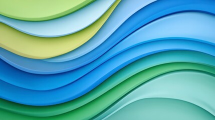 Abstract Waves of Blue and Green Tones in Layered Style Design