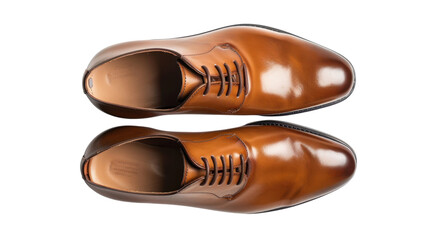 Obraz premium Pair of stylish brown leather oxford shoes isolated on transparent background