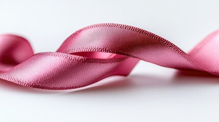 Elegant, flowing pink ribbon.  Close-up, smooth texture