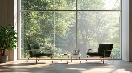 Modern Comfortable Office with Empty Background and Natural Light