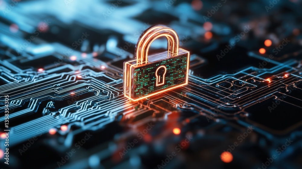 Poster Bright Abstract Representation of Data Encryption on Digital Background