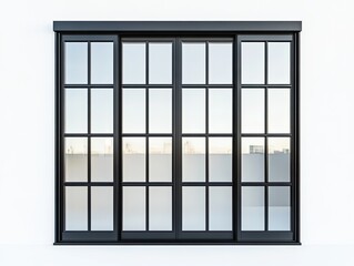 Modern sliding glass doors with black frame