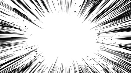 Fototapeta premium Comic-Style Explosion Effect with Black Streaks on a White Background