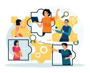 The concept of joint teamwork, building a business team.