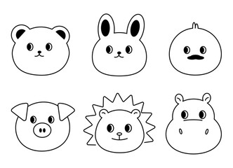 귀여운 동물 얼굴 일러스트