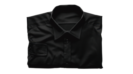 Folded black long sleeved shirt isolated on transparent background