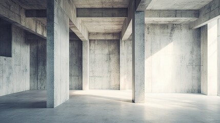 Obraz premium Industrial Minimalistic Interior with Raw Concrete Elements