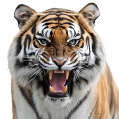 Fototapeta premium A tiger with its mouth open and teeth bared
