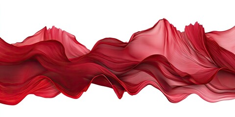 Red Fabric Flowing in Waves