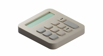 Isometric Calculator on White Background for Financial Calculation Work