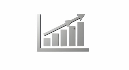 Analyzing Upward Trend Chart Demonstrates Growth and Progress on White Background