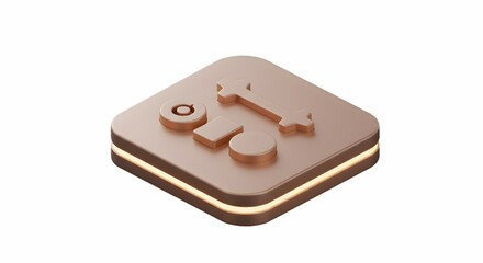 Isometric Layout of Shapes on Platform with Golden Glow