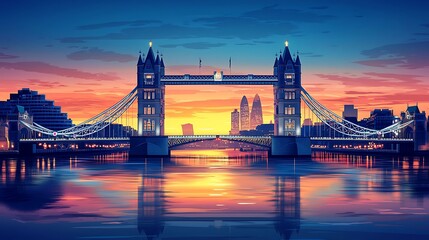 Fototapeta premium London skyline at sunrise, Tower Bridge