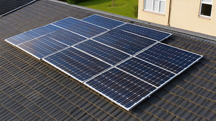 Solar panels installed on the roofs of new homes in a modern housing development, showcasing sustainable energy solutions for residential areas.
