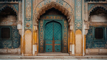 Ornate Teal Doorway of a Historic  Palace