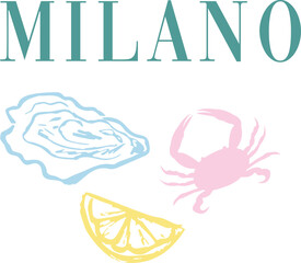 milano lemon oyster vase cute doodle  wine wavy slogan trendy wine  italy Italia shell limon cute checker modern trending Tee t-shirt logo slogan graphic artwork typography tote badge