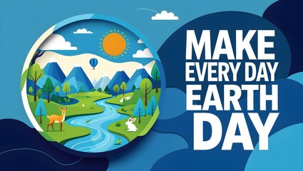 A easter card with eggs and birds. The text is written by MAKE EVERY EARTH DAY ILLUSTATION background