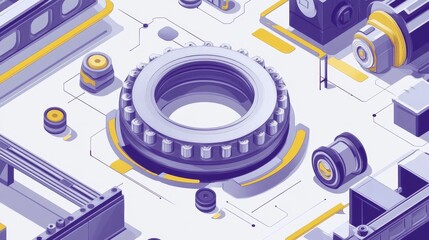 Obraz premium Abstract 3D Illustration of Industrial Machinery Components Layout