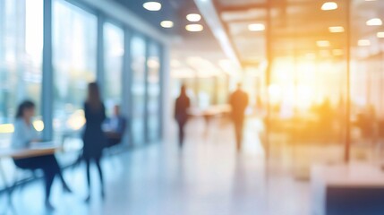 Blurred Abstract View of Modern Office Space with Natural Light