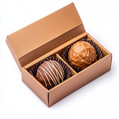 Two Gourmet Chocolate Truffles in Elegant Gold Box