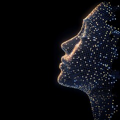 Digital Woman Profile with Dark Background.